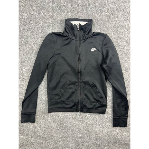 Nike Sportswear Jacket Women's Small (4-6) Black Full Zip High Neck Pockets - Picture 1 of 7